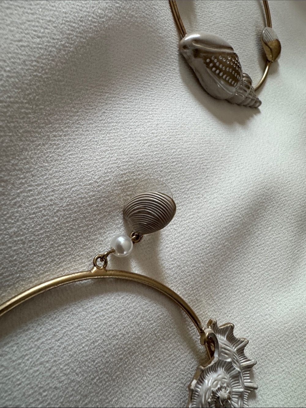 Zara Gold Seashell Hoop Earrings - Picture 5 of 6